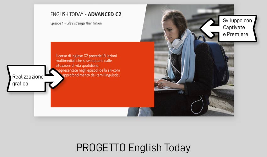 Progetto corso e-learning, realizzazione grafica, sviluppo con Captivate